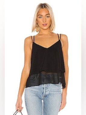 BCBGeneration Black Layered V-Neck Double-Spaghetti Cami Ruffle 
Black |REVOLVE